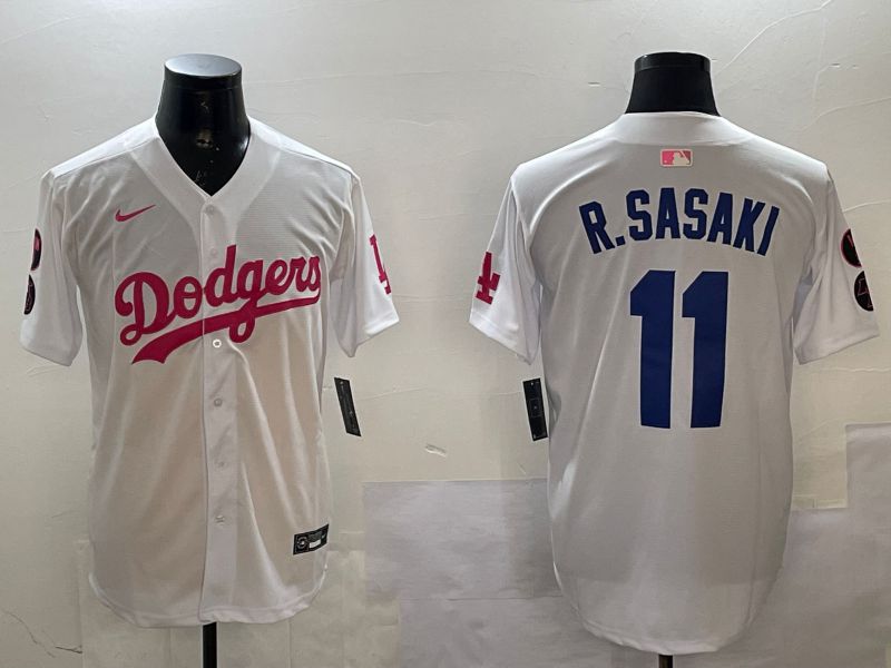 Men Los Angeles Dodgers #11 R.Sasaki White Jointly Name Game 2025 Nike MLB Jersey style 4->los angeles dodgers->MLB Jersey